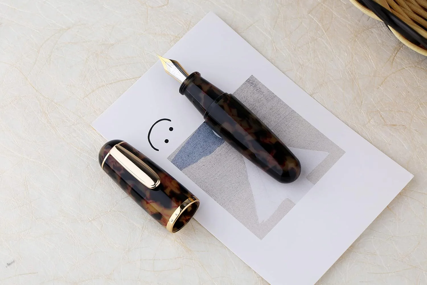 Moonman Q1 Fountain Pen Extra Fine Nib Black Acrylic, Little Fat Man Eyedropper Filling Pocket Pen Large Capacity - Image 2