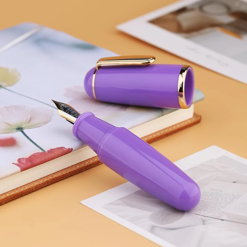 Moonman Q1 Mini Eyedropper Extra Fine Fountain Pen, Levender Resin Short Pocket Pen,Large Capacity Writing Pen Case Set - Image 2