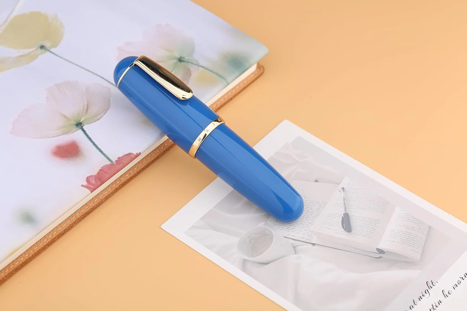 Moonman Q1 Mini Eyedropper Fine Fountain Pen, Concubine Blue Resin Short Pocket Pen,Large Capacity Writing Pen Case Set - Image 3