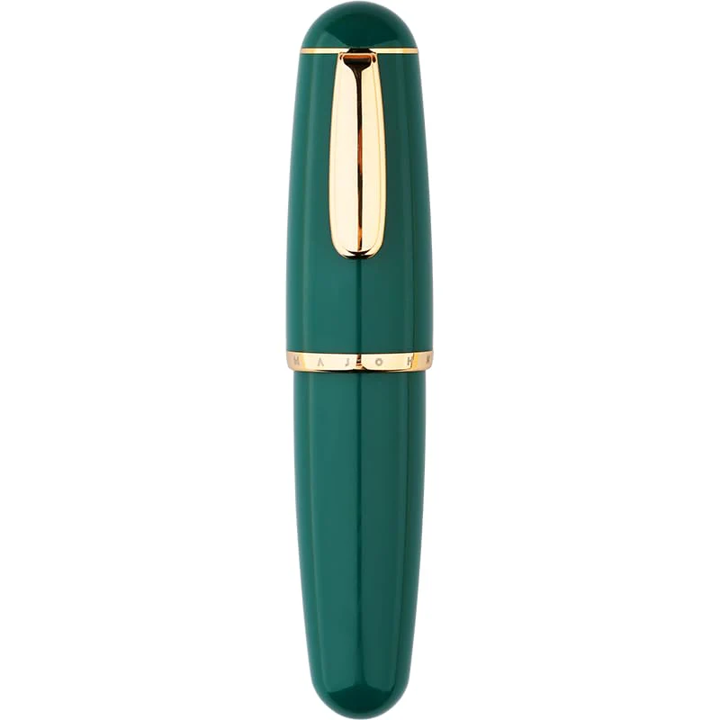 Moonman Q1 Mini Eyedropper Extra Fine Fountain Pen, Pine Blossom Green Resin Short Pocket Pen,Large Capacity Writing Pen Case Set