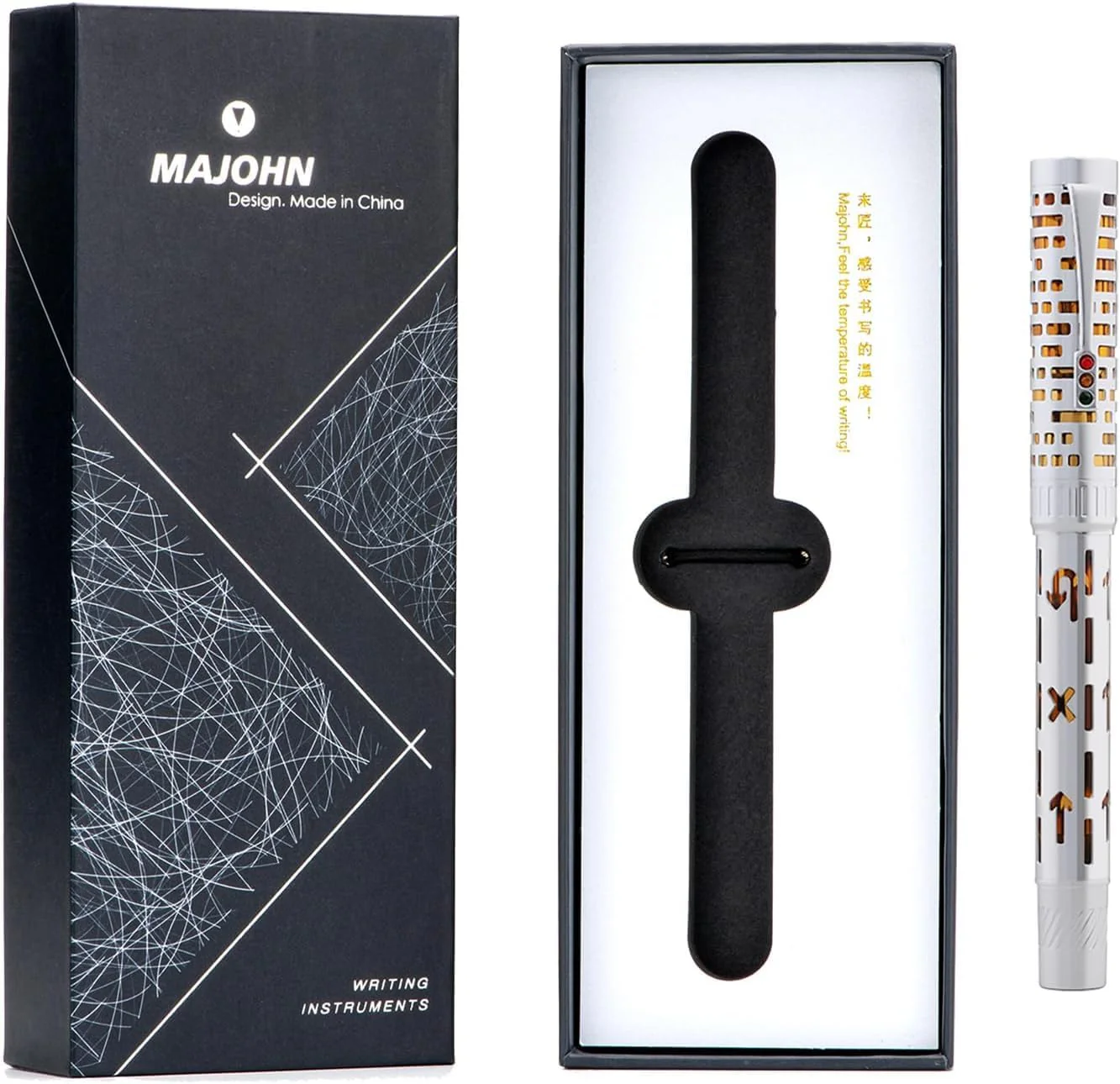 Moonman T6 City Lights Fountain Pen – Silver Skeleton Orange Acrylic Body, Extra Fine / Medium Nib, Piston Filling System - Image 6