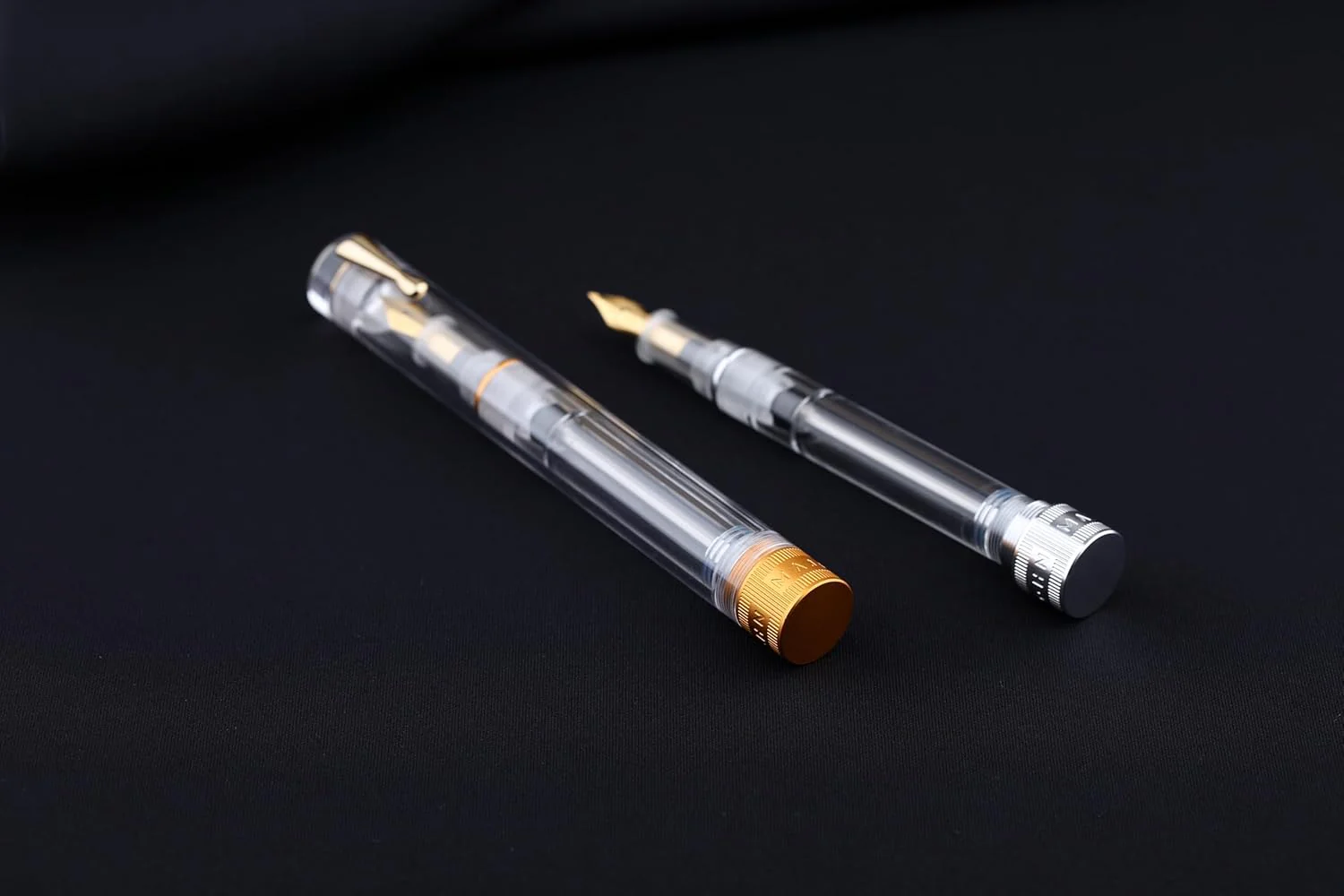 Majohn V1 Vacuum Filling Fountain Pen Extra Fine Nib, Transparent Acrylic Demonstration Writing Gift Pen with Box (Golden Clip) - Image 3