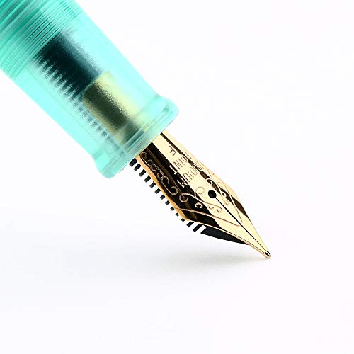 Moonman Fountain Pen Wancai Mini Ink Transparent Pocket-Size Travel Short Pen Fine Nib 0.5mm Writing Gift Pen with 6 PCS Black Ink Cartridges - Mint Green Pattern - Image 2