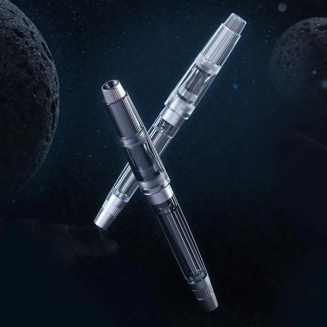 Natami Super Warship Fountain Pen – Fine Nib, Transparent Clear Body, Vacuum Filling System (White Storms Design) - Image 10