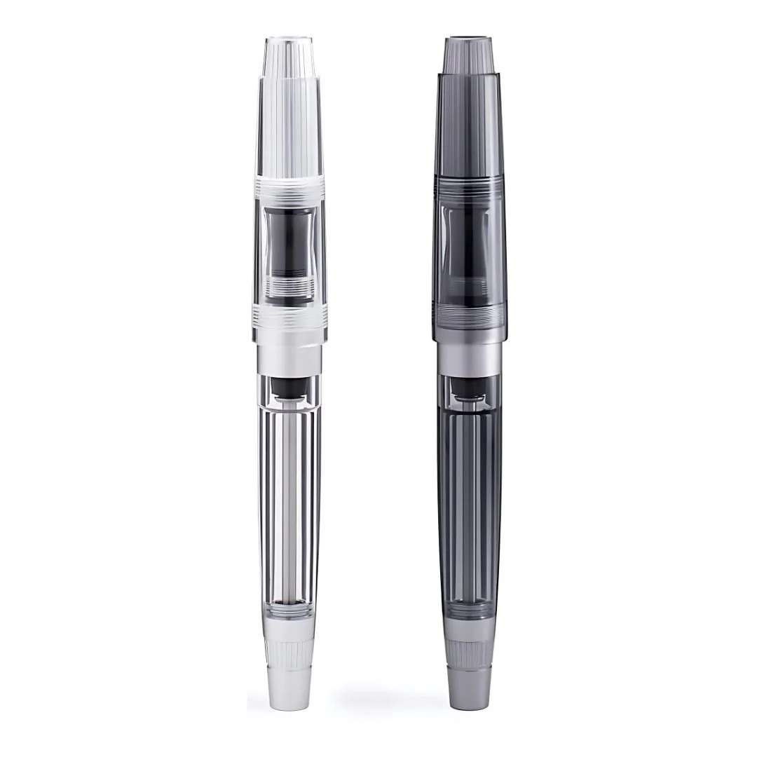 Natami Super Warship Fountain Pen – Fine Nib, Transparent Clear Body, Vacuum Filling System (White Storms Design) - Image 13