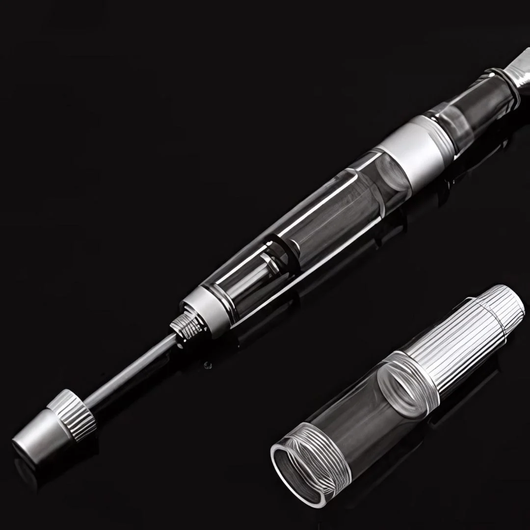 Natami Super Warship Fountain Pen – Fine Nib, Transparent Clear Body, Vacuum Filling System (White Storms Design) - Image 5