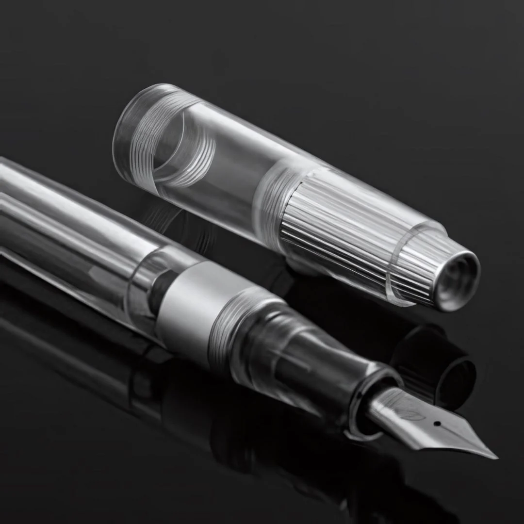 Natami Super Warship Fountain Pen – Fine Nib, Transparent Clear Body, Vacuum Filling System (White Storms Design) - Image 6