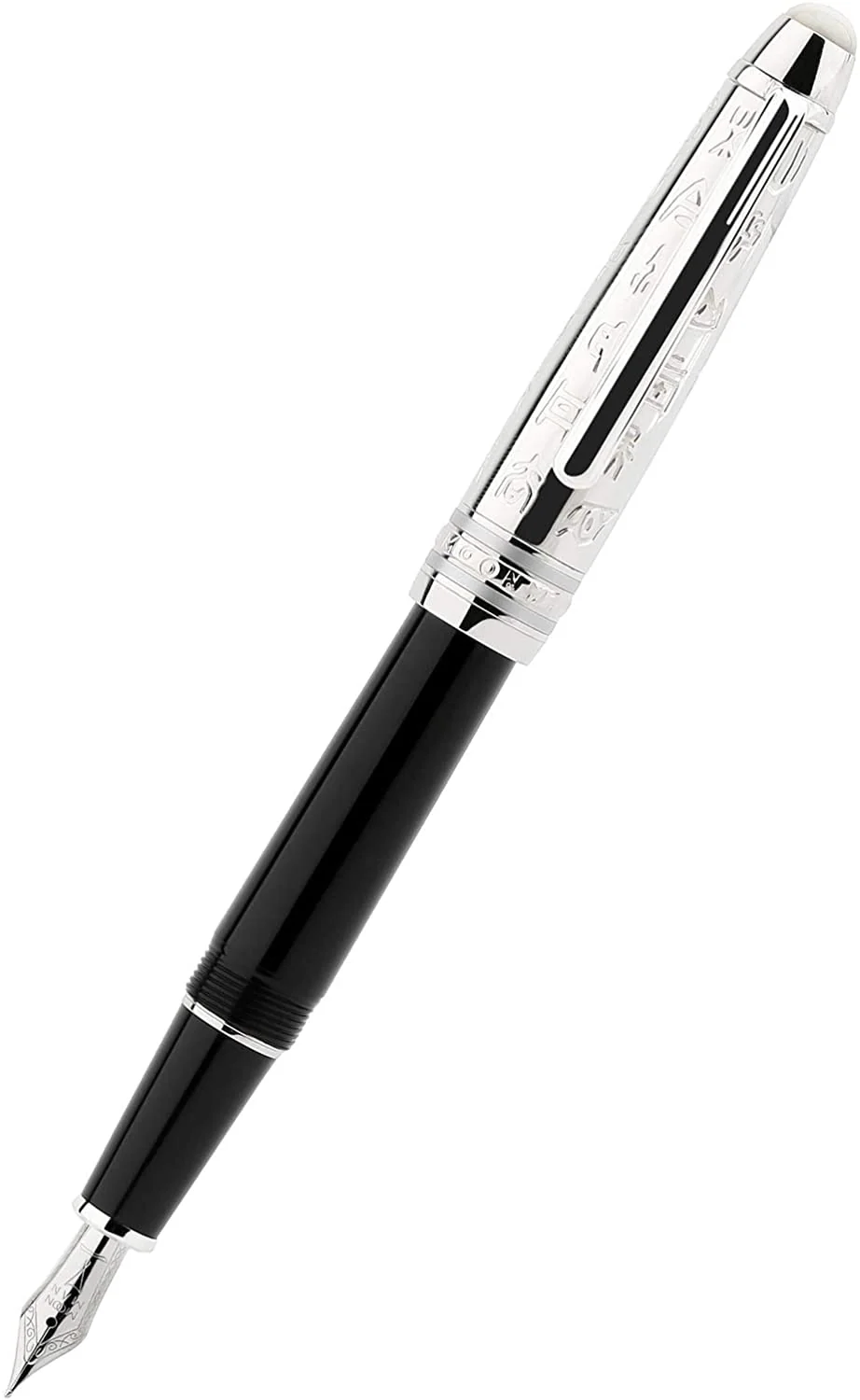 Moonman P135 Red Resin Fountain Pen Small Bent Nib, Beautiful Desert Eagle Metal Pen Cap Pearl Top (Black) - Image 2