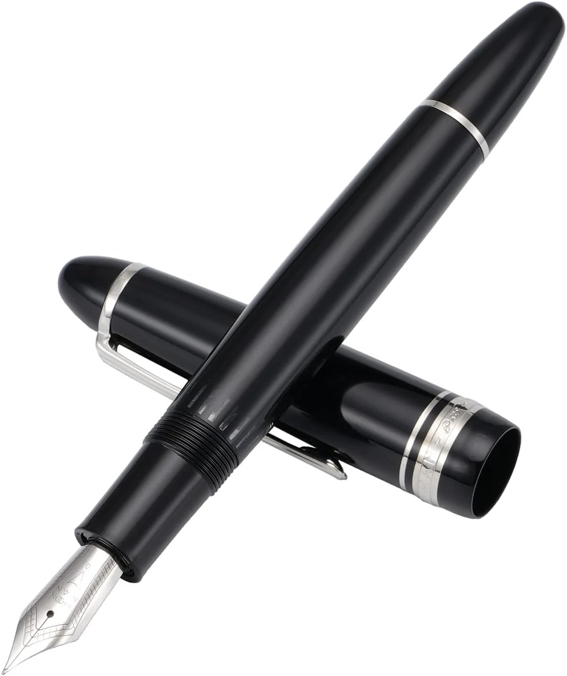 Moonman P136 Piston Fountain Pen – Black Resin Body with Silver Clip, Extra Fine, Fine, Medium, Broad Nib Options, Comes with Gift Box - Image 3