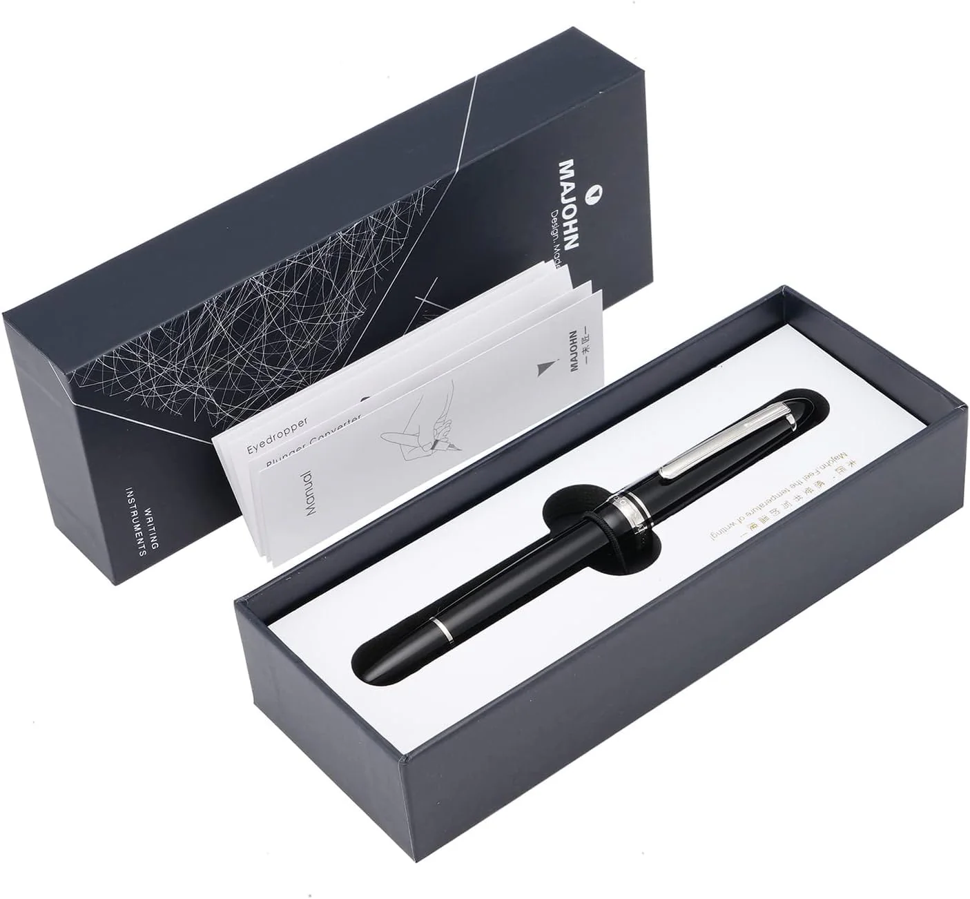 Moonman P136 Piston Fountain Pen – Black Resin Body with Silver Clip, Extra Fine, Fine, Medium, Broad Nib Options, Comes with Gift Box - Image 5