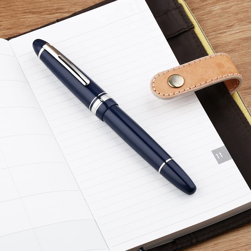 Moonman P136 Piston Fountain Pen – Dark Blue Resin Body with Silver Clip, Extra Fine, Fine, Medium, Broad Nib Options, Comes with Gift Box - Image 3