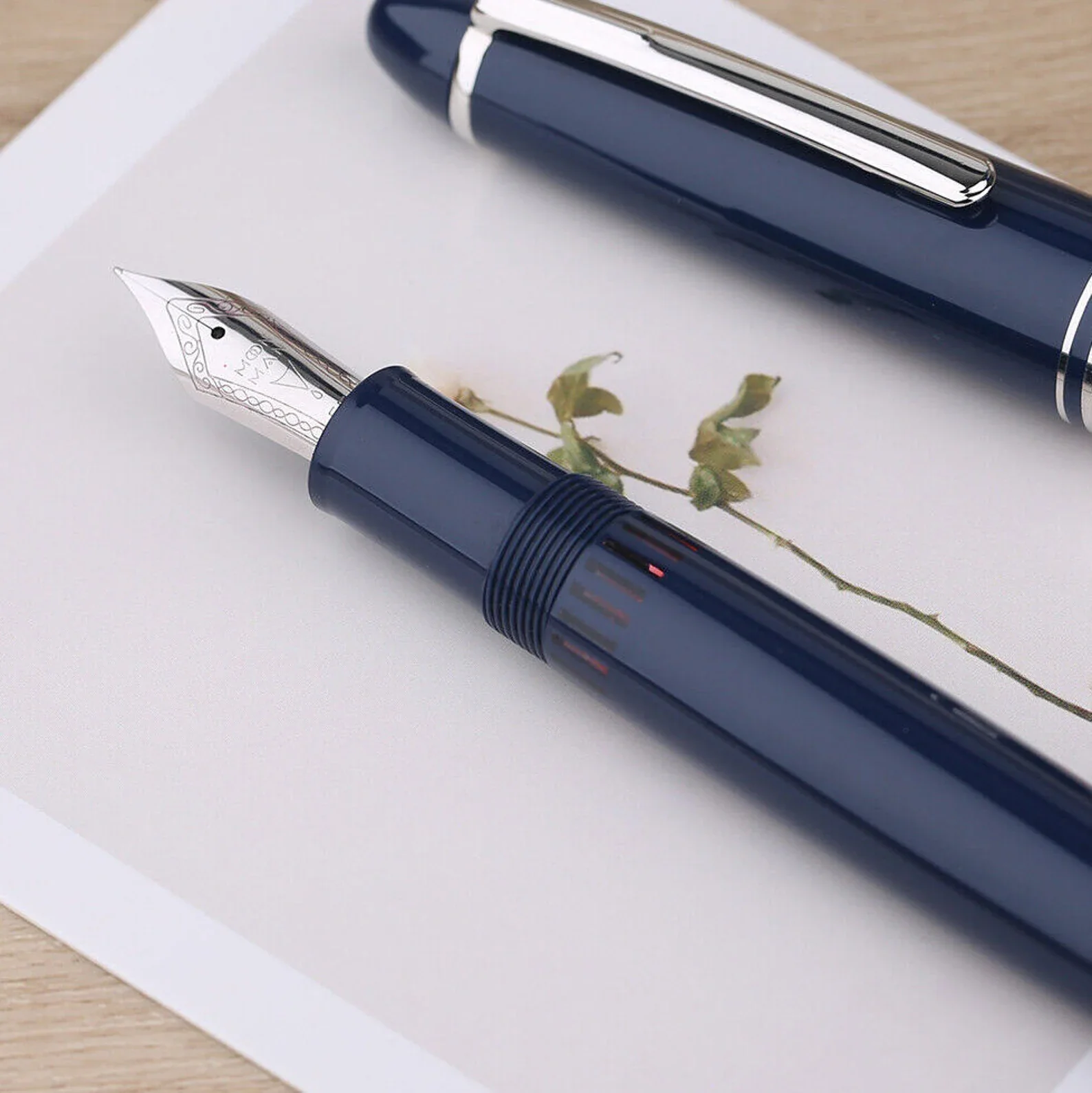 Moonman P136 Piston Fountain Pen – Dark Blue Resin Body with Silver Clip, Extra Fine, Fine, Medium, Broad Nib Options, Comes with Gift Box - Image 8
