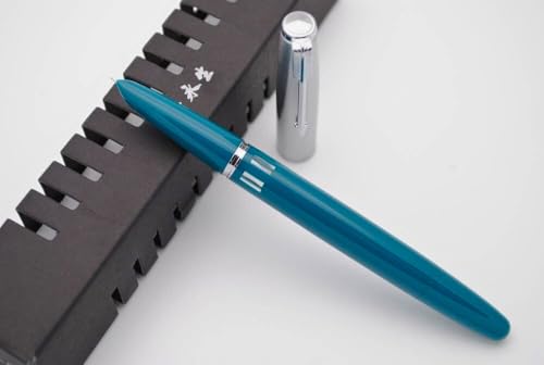 Wing Sung 601 Steel Cap Vacumatic Fountain Pen with Ink Window, Extra Fine Nib (Blue-Green)