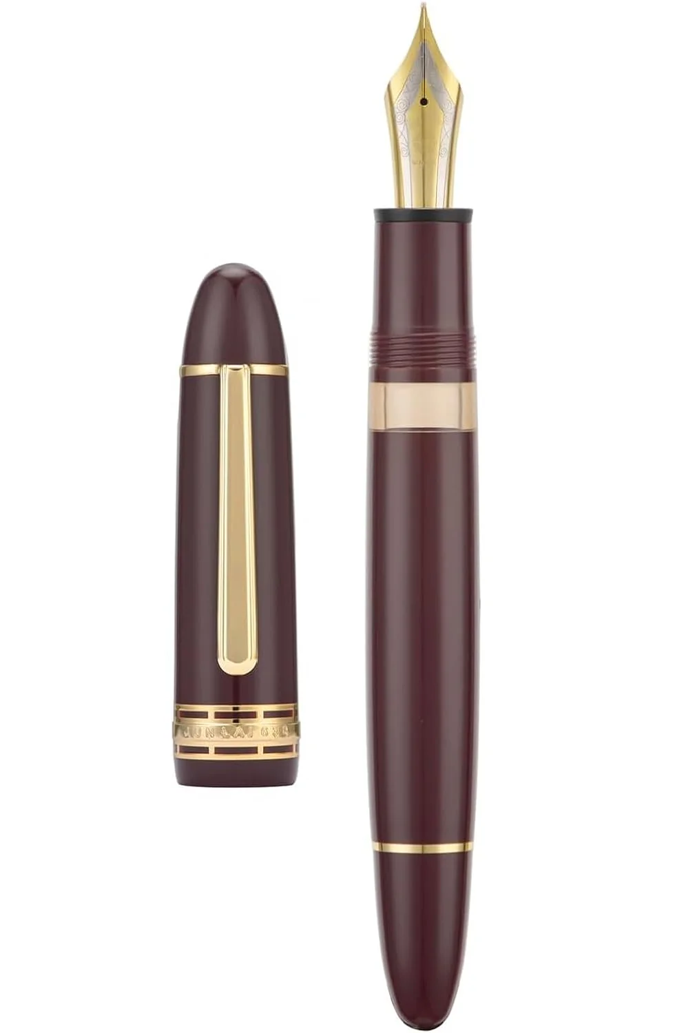 Wing Sung 630 Round Top Fountain Pen with Gold Clip, Fine Nib & Full Window - Elegant Vintage-Style Writer - Image 3