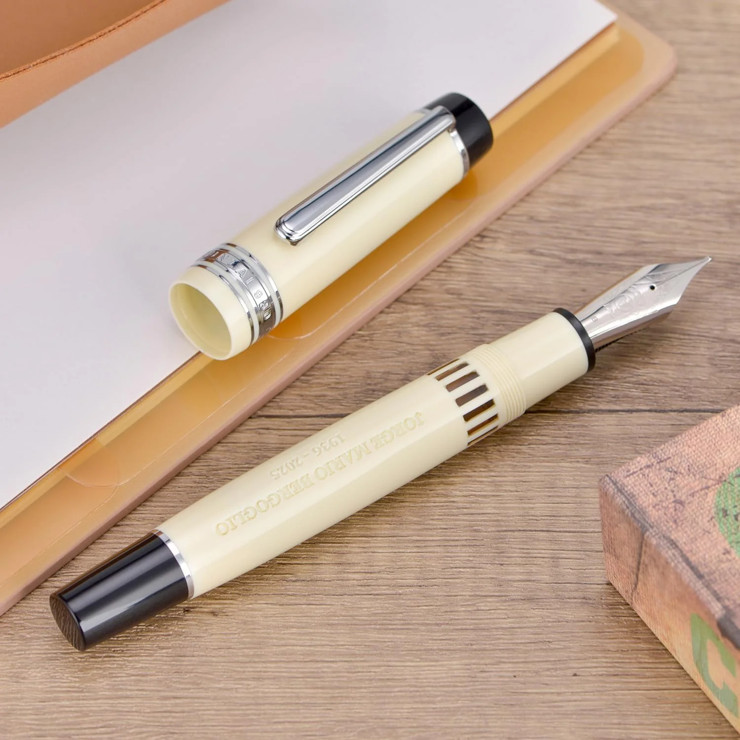 Wing Sung Junlai 930 Piston Fountain Pen – Limited Edition Ivory White (Silver Trim) (Fine, Medium, Broad Nib)