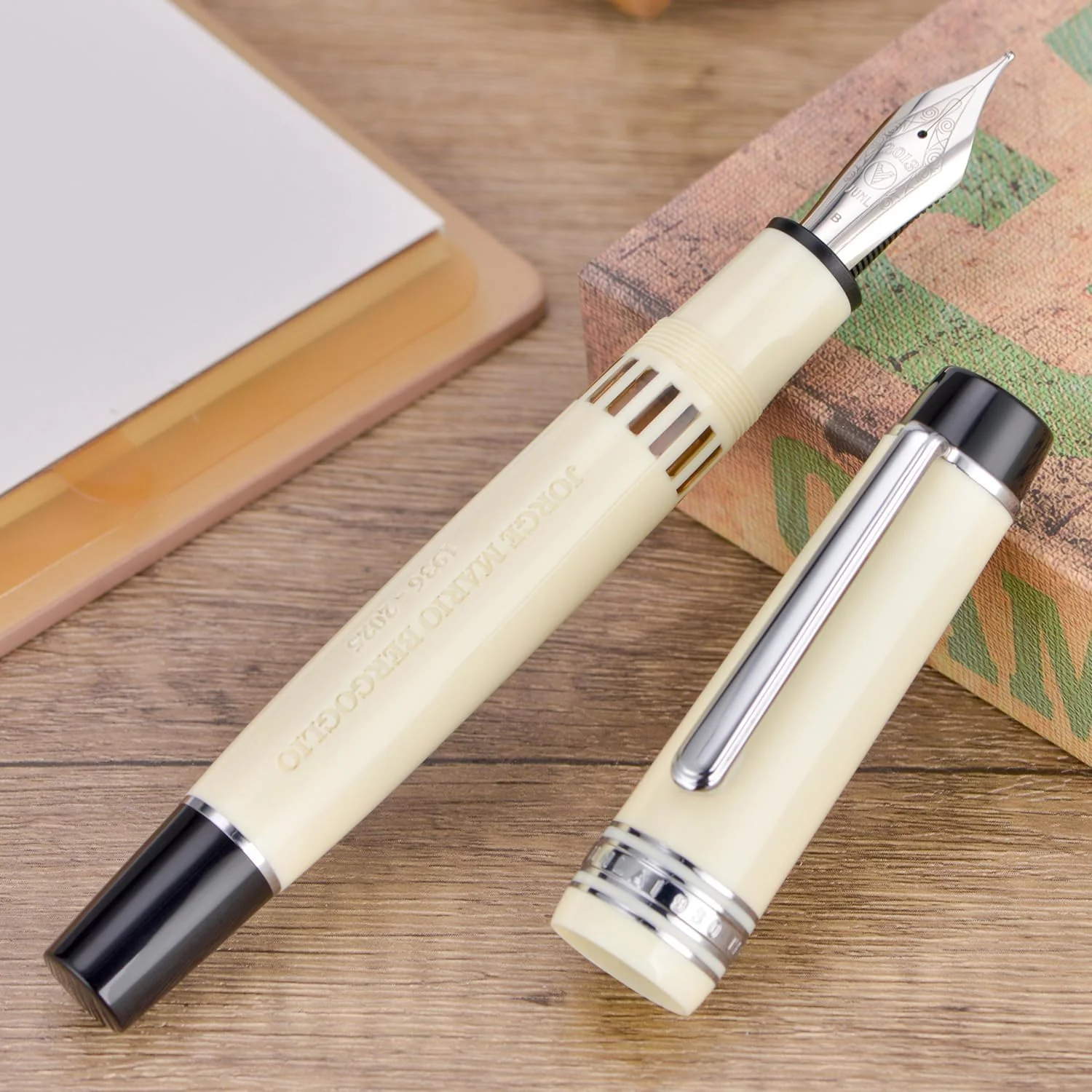 Wing Sung Junlai 930 Piston Fountain Pen – Limited Edition Ivory White (Silver Trim) (Fine, Medium, Broad Nib) - Image 4