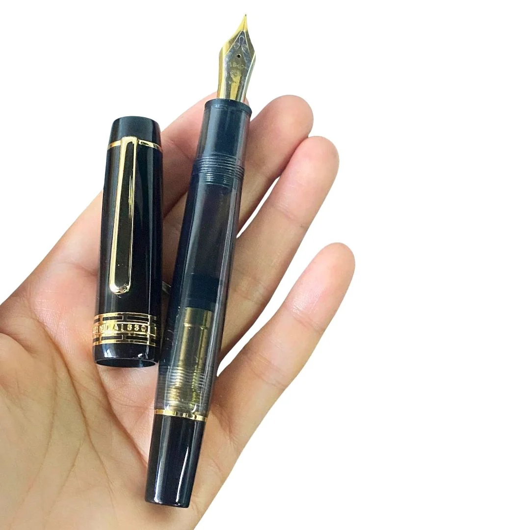 Wingsung 630 Piston Fountain Pen – Flat Top Transparent Barrel, #8 Iridium Fine Nib Resin Pen (Black, Sky Blue, Red) - Image 5